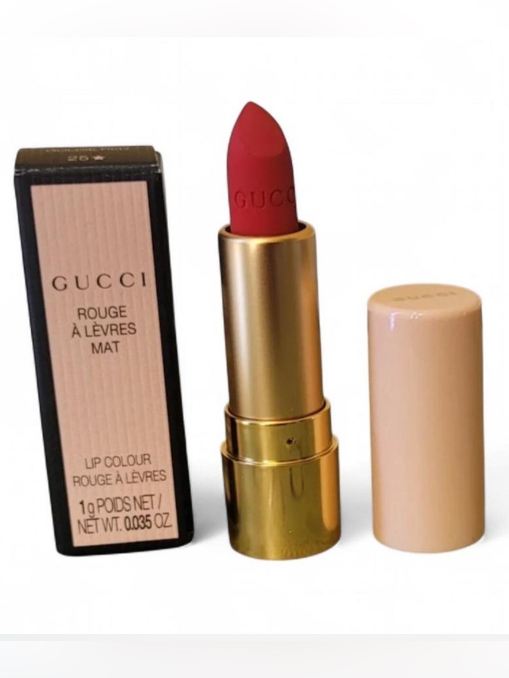 Authentic Gucci Mini Matte Lipstick Goldie Red # 25 in travel size 1 g